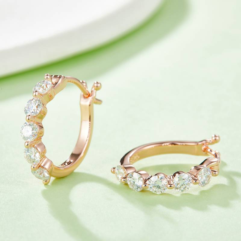单排对半耳环S925银MoissaniteD级1ct